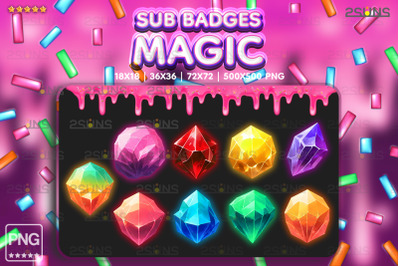 9 Magic sub badges GEM, rystal Twitch badges