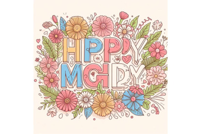 4 Happy Mothers Day Mom Alphabet Flowers