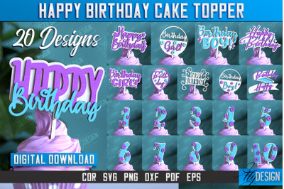 Happy Birthday Cake Topper&nbsp;Bundle | Anniversary | Cupcake Topper | CNC