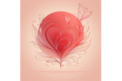 4 Beautiful red Valentines day card with abstract design