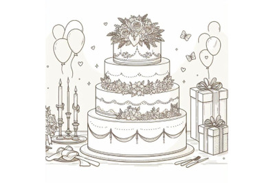 4 wedding cake on white background
