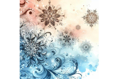 4 Beautiful watercolor snowflakes