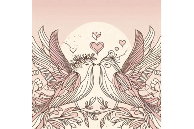 4 Romantic card with birds in love