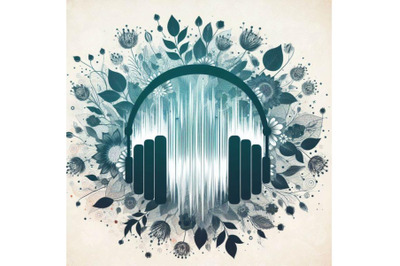 4 Headphones icon with sound wave beats