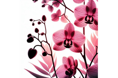 4 Pink orchid. Pink flowers orchid on a white background