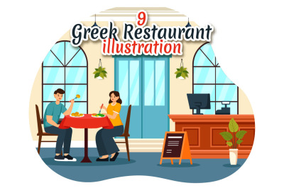 9 Greek Food Restaurant Illustration
