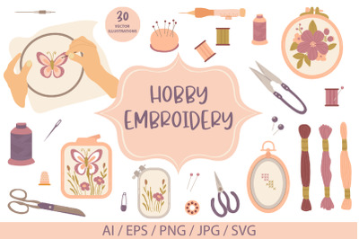 Hobby. Embroidery collection. SVG Illustrations