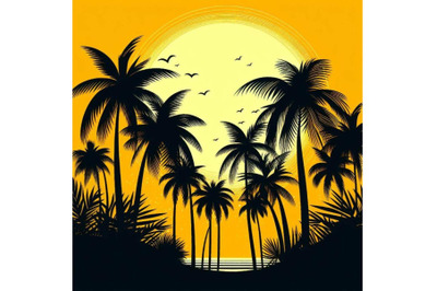 4 Abstract summer tropical palm tree background