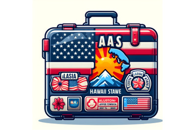 4 Alaska&2C; Hawaii retro state facts luggage stickers