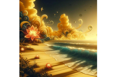 4 Beautiful Beach with Fantasy Flower