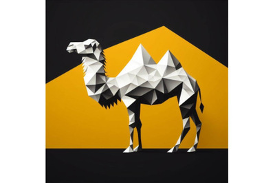 4 Camel. White paper polygonal
