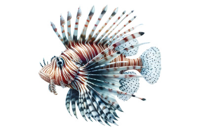 4 Lionfish watercolor painting white background