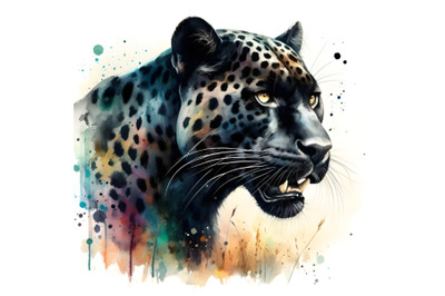 4 Panther watercolor predator animals wildlife painting