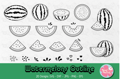 Watermelon Outline svg | Fruit svg clipart | Summer svg | Food clipart