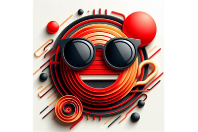 4 3D Realistic Happy Smiling Cute Sun Vector with Colorful Sunglasses
