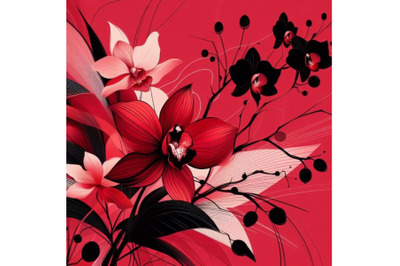 4 A very stylish floral background illustration with pink orchid flowe
