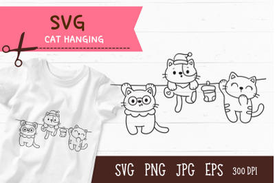 Cat SVG&2C; Cat hanging kawaii kitten baby animal Funny cartoon