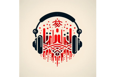 4 Headphones icon with sound wave beats