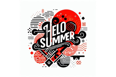 4 Hello summer lettering. Vector illustration on white background