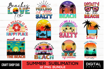 Summer Sublimation Bundle, Beach Quotes PNG Bundle