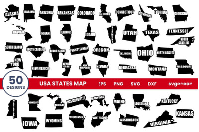 American States Map Svg Bundle
