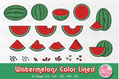 Watermelon Color Lined svg | Fruit svg clipart | Summer svg | Food cli