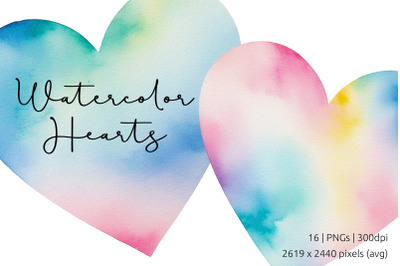 Multicolor Watercolor Hearts