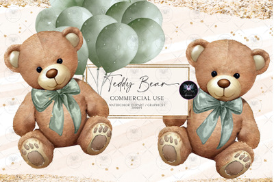 Teddy Bear Watercolor Clipart