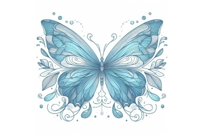 4 Blue butterfly on a white background