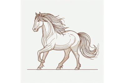 4 Brown horse on white background