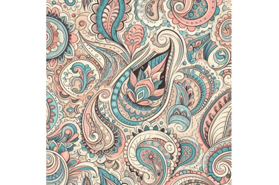 4 Colorful seamless Paisley pattern