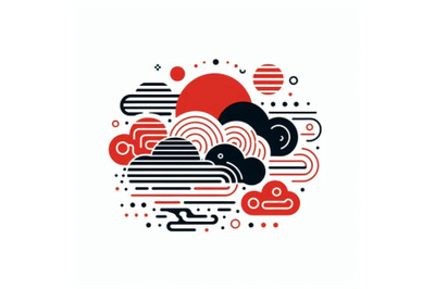 4 cute clouds in scandinavian style isolate on white background