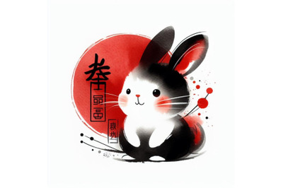 4 Cute watercolor rabbit