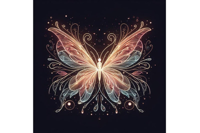 4 Fairy fire butterfly. Fairy fiery butterfly on a black background