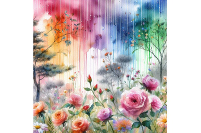 4 Flowers and trees rain