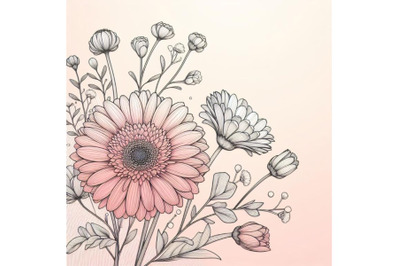 4 Gerbera daisy flower greeting card background for mother or womans d