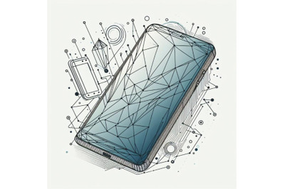 4 Mobile phone. Abstract polygonal wireframe