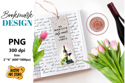 Wine Bookmark printable design. Book quote design PNG