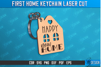 First Home Keychain Laser Cut | Happy Place | Housewarming Gift