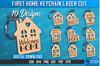 First Home Keychain Laser Cut Bundle | Happy Place | Housewarming Gift