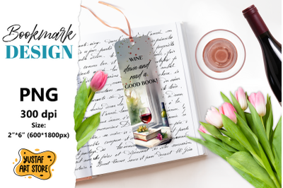 Wine Bookmark printable design. Book quote design PNG