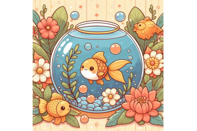 4 Round Aquarium With GoldFish