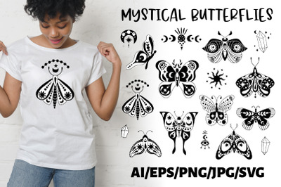 Mystical butterflies collection. SVG Illustrations