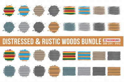 Distressed &amp; Rustic Woods Bundle PNG