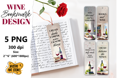 Wine Bookmark printable design. Book quote design 5 PNG