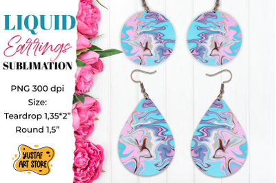 Abstract Earrings Sublimation. Teardrop and Round