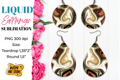 Abstract Earrings Sublimation. Teardrop and Round