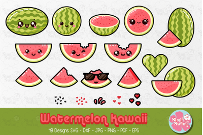 Watermelon Kawaii svg | Fruit svg clipart | Summer svg | Food clipart