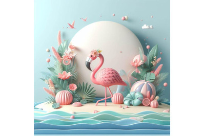 4 Cute flamingo with tropical summer