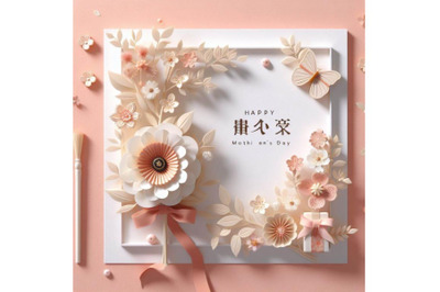 4 Happy Mother`s Day! Floral flat lay greeting card